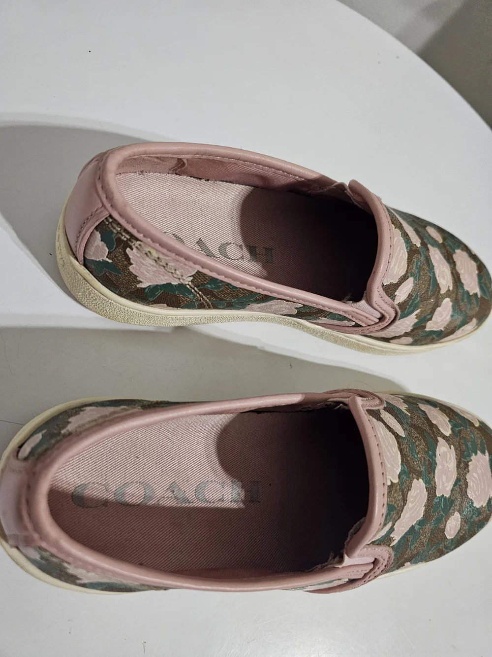 Coach Floral Signature Slip On Sneakers Pink Rose Print Size 6.5